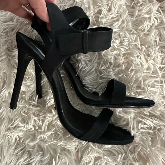Schultz Black Suede Leather 4.5” Strappy Heels Women’s Size 9.5 Like New - Picture 3 of 3